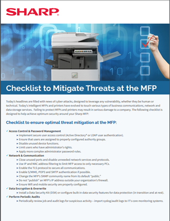 Checklist to Mitigate Threats at the MFP